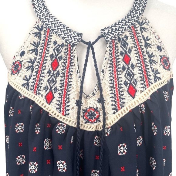 Altar’d State Sleeveless Boho Print Sleeveless Top, Navy/Red/Cream, Size S - Picture 4 of 8